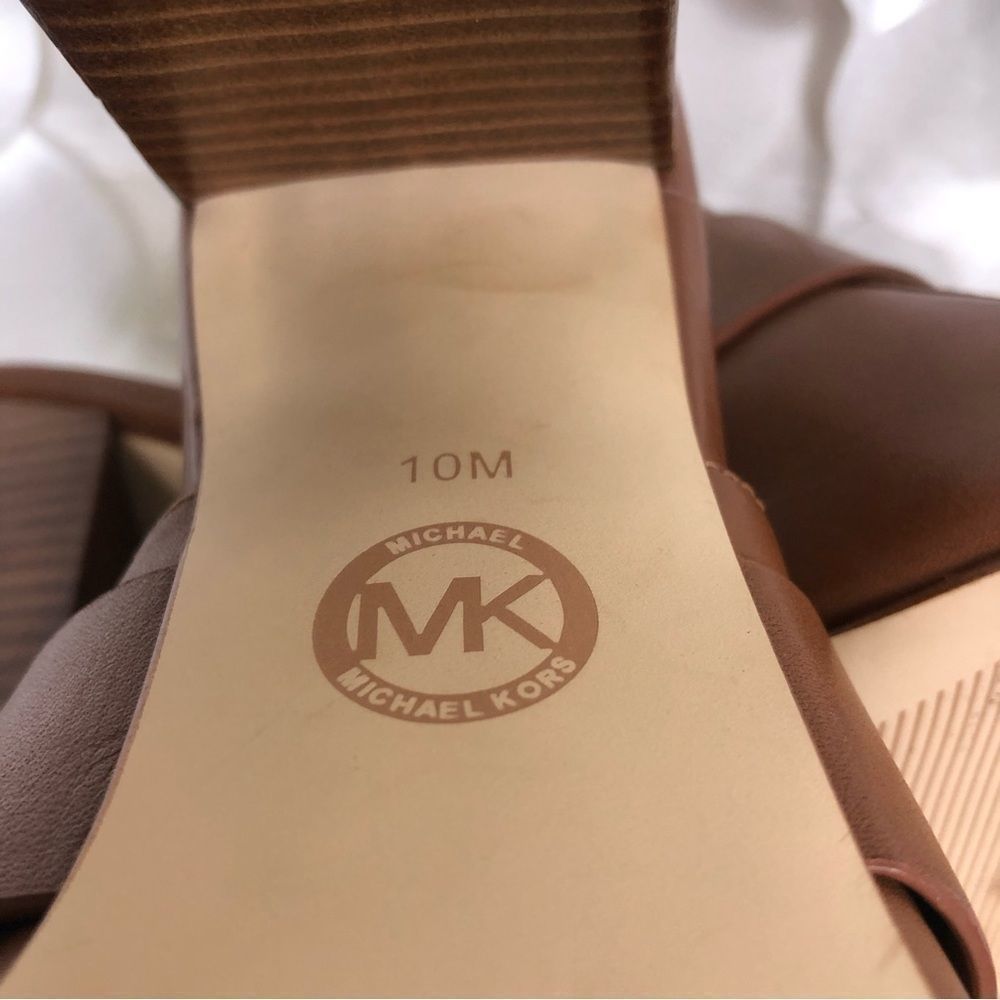 Michael Kors LUGGAGE Cooper Vachatta open toe Mules size 10 NEW - Picture 6 of 9